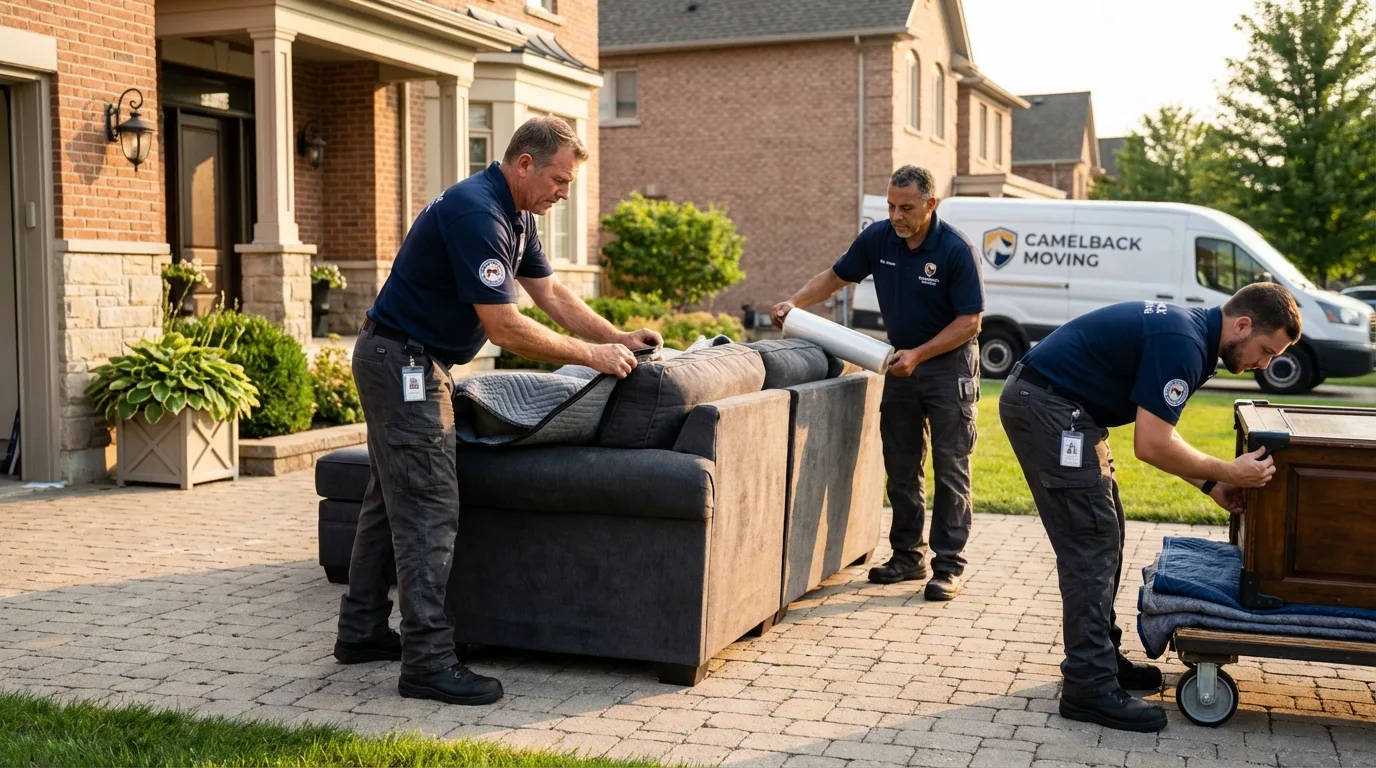 Large estate moving crew wrapping furniture in Center Harbor, NH